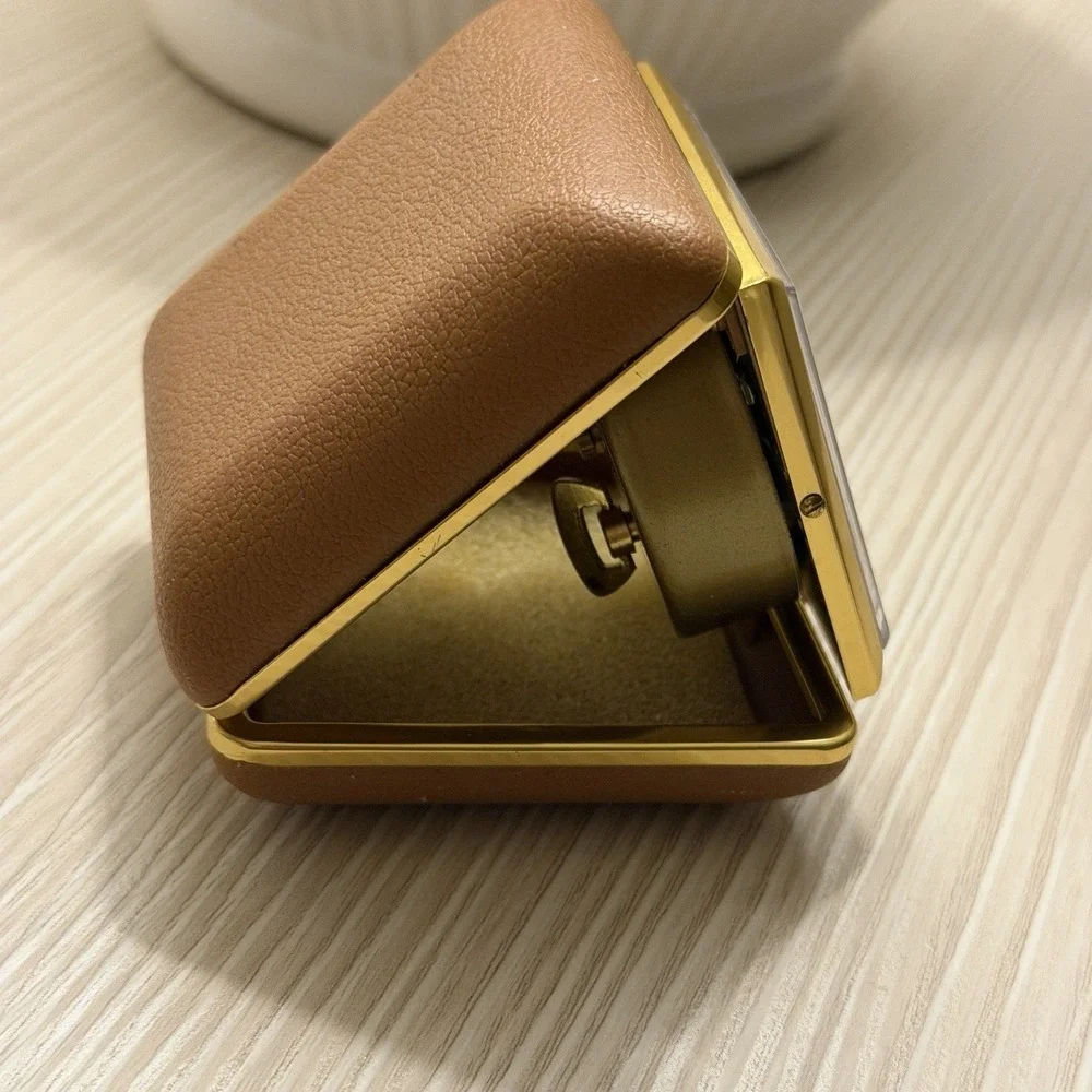 Westclox Folding Portable Travel Alarm Clock Brown Works Luminous Hands‎ Vintage